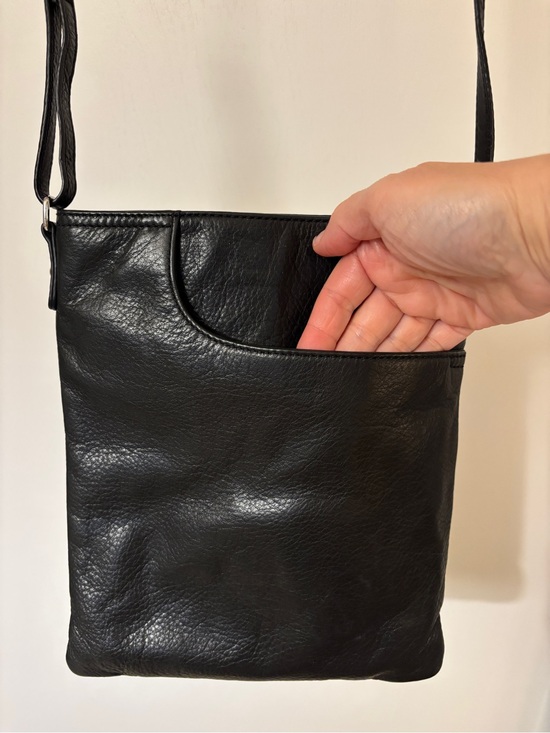 Margot New York Handbags - Margot Radley Crossbody Black Pebbled Leather Slim 90s Minimalist 7 Pockets